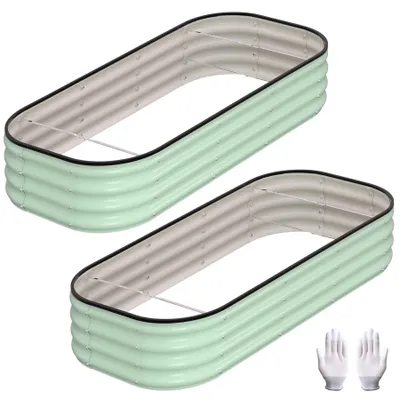 Immagine prodotto di Fioriera rialzata in metallo - Vaso rettangolare per piante da 120x60x30 cm - Contenitore profondo per ortaggi, erbe aromatiche e fiori - Verde - Set da 2