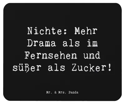 Produktbild von Mr. & Mrs. Panda Mouse Pad Spruch Nichte Freude - Schwarz - Geschenk, Familienmitglieder, Verwandtschaft, Lächeln, Persönlichkeit, mousematte, Mousepad, laptop mauspad