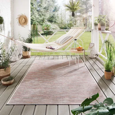 Produktbild von Steffensmeier Indoor Outdoor Teppich Dalsland Terrasse Flur Küche Balkon wasserfest, strapazierfähig und pflegeleicht, Rot, Größe: 200x250 cm