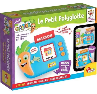 Productafbeelding van Carotina, het tweetalige educatieve spel "De Kleine Polyglot", 100 woorden, interactieve quiz, geschikt voor kinderen vanaf 3 jaar