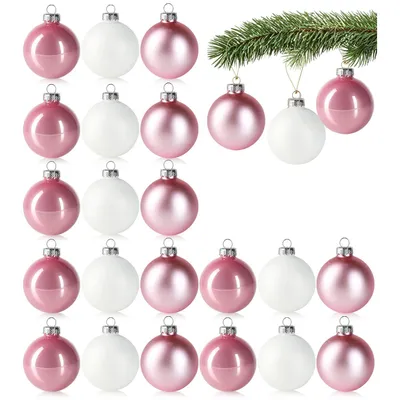 24er Set Weihnachtskugeln aus Glas, Ø 6 cm, matt & glänzend