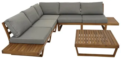 Produktbild von Lounge Set, 4-teilig (2x Bank, 1x Eckelement, 1x Tisch) aus Akazienholz