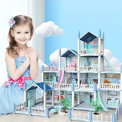 Immagine prodotto di Casa delle bambole Livista - playset del castello - con mobili e accessori luminosi colorati - giocattolo regalo per bambine dai 3 anni in su
