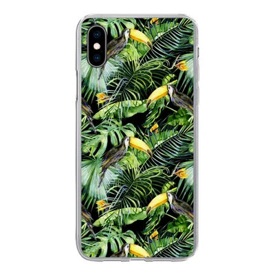 Produktbild von MuchoWow® Handyhülle Schutzhülle Hülle für iPhone Xs Tukan - Muster - Pflanzen Silikon Softcase Handy Hülle - Handytasche