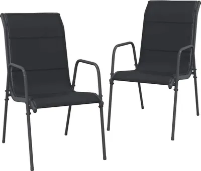 Produktbild von vidaXL Gartenstühle 2 Stk. Stahl und Textilene Schwarz