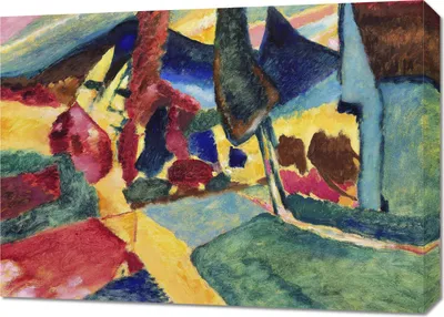 Zdjęcie produktu dla Obraz 70x50cm Landscape with Two Poplars, Wassily Kandinsky
