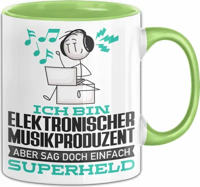 Produktbild von ElektronischerMusikproduzent Geschenk Tasse Ich Bin ElektronischerMusikproduzent Aber Sag Doch Einfach Superheld Lustige Geschenkdiee für ElektronischerMusikproduzent Kaffee-Becher (Grün)