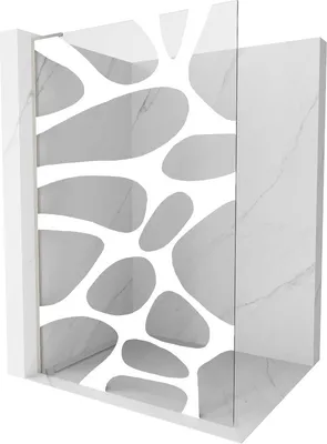 Produktbild von Mexen Kioto L Walk-in Duschwand 120 x 200 cm, weißes Muster, gebürstetes Nickel - 800-120-103-97-97