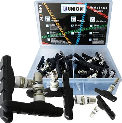 Produktbild von Marwi Bremsschuhe BS-400 V-Brake, 25 Paar, L=72mm Union asymm. für Aluminiumfelgen schwarz