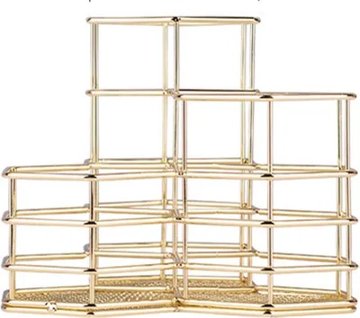Image de INF Porte-Stylo Hexagonal en Fer : Organisateur de Bureau Métallique Polyvalent Or
