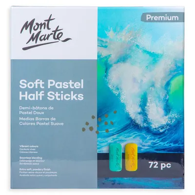 Produktbild von Mont Marte Weiche Pastellkreide Softpastell Halbkreiden 72 Farben – Extra weich, hohe Farbkraft & perfekte Verblendung für ausdrucksstarke Kunstwerke