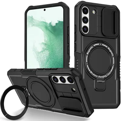 Obrázek produktu pro Pouzdro pro Samsung Galaxy S22+ 5G, kompatibilní s MagSafe, nárazuvzdorné, odolné proti poškrábání, průhledné pouzdro černé