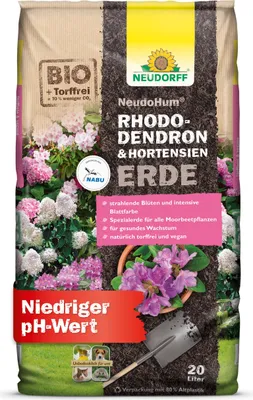 Produktbild von Neudorff NeudoHum Erde für Rhododendron Azaleen Kamelien Eriken Heidepflanzen Heidelbeeren gebrauchsfertig 20 Liter