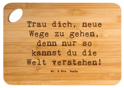 Produktbild von Mr. & Mrs. Panda Brett Spruch Unbekannte Orte erkunden - Transparent - Geschenk, Frühstücksbrettchen, abenteuerliche Roadtrip, Frühstücksbrett, Zuversicht, Holzbrett