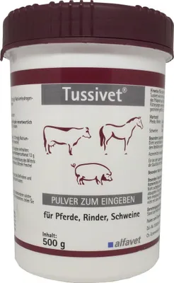 Produktbild von Tussivet von alfavet für Pferde, Rinder und Schweine gegen Husten 500g
