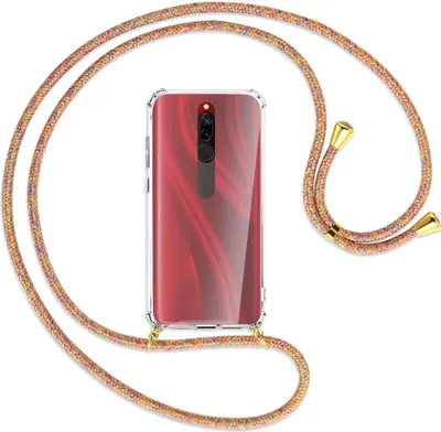 Produktbild von Handykette Backcover-Schutzhülle mit Band (Metall goldfarben) für Xiaomi Redmi 8 - Rainbow