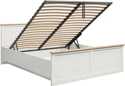 Produktbild von Bett mit Bettkasten 180x200cm Weiß und Holzoptik