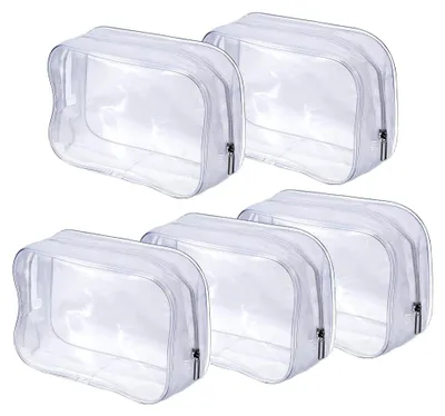 Produktbild von Transparente Kosmetiktasche, PVC Kulturbeutel 5 Stück wasserdichtes Kosmetik-Reiseset mit Reißverschlüssen für Reisen und Urlaub