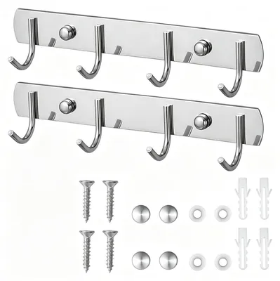 Produktbild von Hakenleiste Küche 2 Stück, 4 Haken, 304 Edelstahl, 20cm