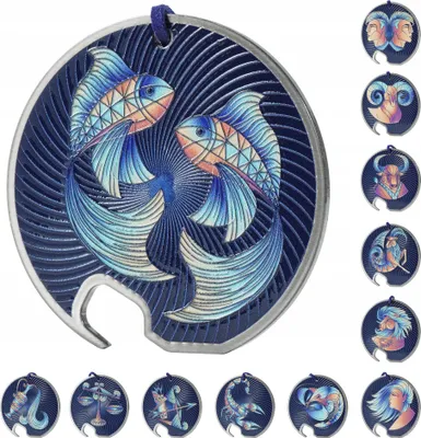 Produktbild von KADAX Flaschenöffner "Callas", Kapselheber, Zodiak Design, Bieröffner aus Edelstahl, Fische, 7 cm