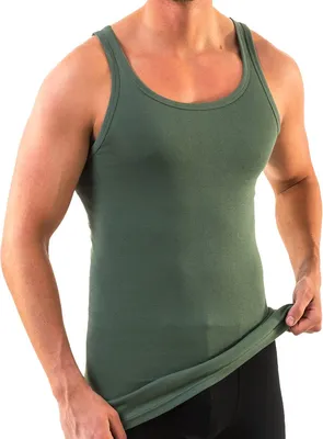 Extralanges Herren Unterhemd Rundhals olive 3er Pack