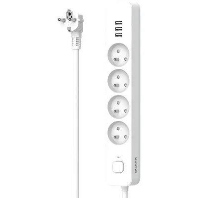 Obrázek produktu pro Vícenásobná zásuvka - QUARX - 4 zásuvky - Se 3 porty USB, 1,5 m kabel