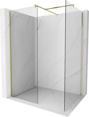 Produktbild von Mexen Kioto Duschwand Walk-in 85 x 70 cm, transparent, gebürstetes Gold - 800-085-202-55-00-070