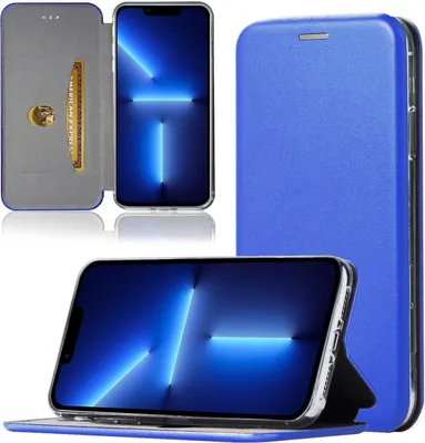 Produktbild von Handy Schutz Hülle für Apple iPhone 13 Pro  Handytasche mit Magnetdeckel Kartenfach und Standfunktion Klapphülle Blau