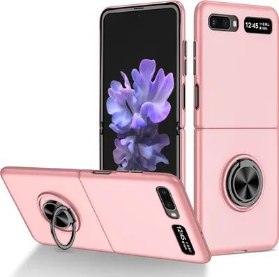 Produktbild von Samsung Galaxy Z Flip Hülle, Dünn Hart PC Schutzhülle mit Ringhalter Ständer für Samsung Galaxy Z Flip 5G Pink