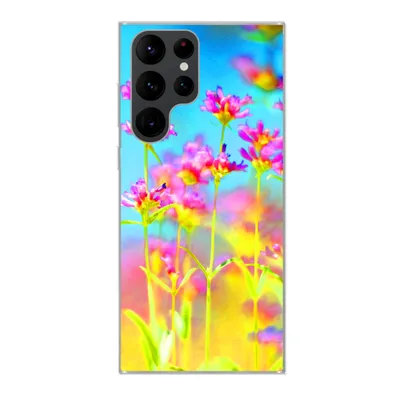 Produktbild von MuchoWow® Handyhülle Schutzhülle Hülle für Samsung Galaxy S22 Ultra Blumen - Kunst - Psychedelisch Silikon Softcase Handy Hülle - Abbildung