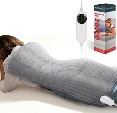 Productafbeelding van Elektrische deken, 100 x 50 cm, met automatische uitschakeling. Snelle verwarmingstechnologie. Elektrische warmtekussen, veilige warmtekussen voor rug, nek en schouders (grijs)