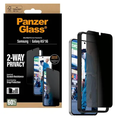 Zdjęcie produktu dla PanzerGlass Privacy Screen Protector UWF - Clear - Samsung Galaxy A57 5G, Samsung, Galaxy A57 5G, Odporny na zadrapania
