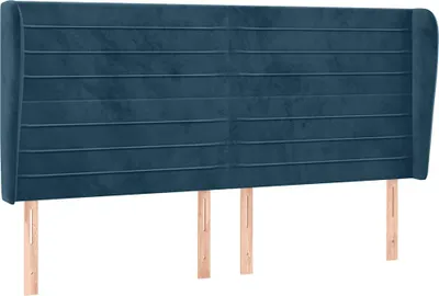 Produktbild von vidaXL Kopfteil mit Ohren Dunkelblau 183x23x118/128 cm Samt