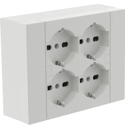 Produktbild von Electraline 22016 Quadra Wandsteckdose 4 Universalsteckdosen, mit Halterungsbox