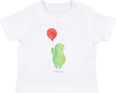 Produktbild von Mr. & Mrs. Panda  T-Shirt Schildkröte Luftballon 12. - 18. Monat - Weiß - Geschenk, Organic Baby, Schildkröten, Jahrmarkt, Babyshirt, Ballon, Baumwollshirt