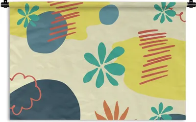 Produktbild von MuchoWow® Wandteppich Wandbehang Sommer - Formen - Abstrakt 120x80 cm Tapisserie Dekoration Wandtuch - Wanddekorationen - Wandtücher