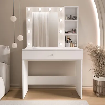 Produktbild von Skye Decor, Hochwertiger Schminktisch, Weiß, 80 cm | 100% Melaminbeschichtet | Modern