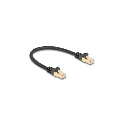 Produktbild von Delock RJ45 Netzwerkkabel mit Geflechtmantel Cat.6A S/FTP Stecker zu Stecker 0,25 m schwarz