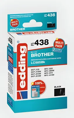 Produktbild von Edding Tintenp EDD-438 ersetzt Brother LC985BK Doppelpack