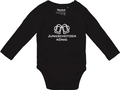 Produktbild von Huuraa Baby Body Jungschützenkönig Schützenfest 68 Black  Baumwolle Fairtrade Langarmbody Geschenkidee