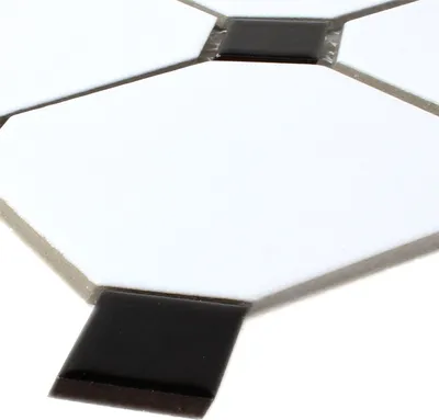 Produktbild von Keramik Mosaikfliesen Octagon Belami Weiß Schwarz