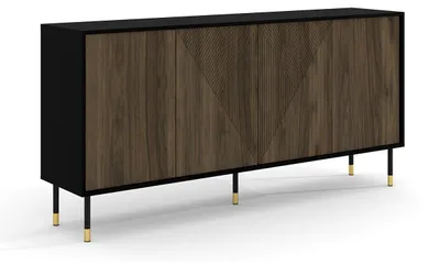 Produktbild von Buffet Aglaé mit 4 Türen, Holzoptik und Schwarz, 180cm