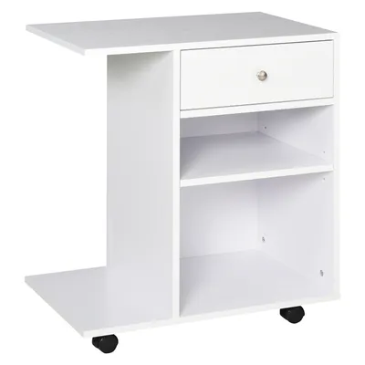 Image de Vinsetto Support d'imprimante organiseur bureau caisson 2 niches tiroir espace CPU + grand plateau panneaux particules blanc