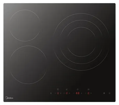 Obrázek produktu pro Midea MCH522T219K0, Černá, Vestavěné, 59 cm, Keramický, Keramický, 3 zóna/zón