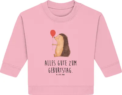 Produktbild von Mr. & Mrs. Panda Organic Baby Pullover Igel Luftballon 12. - 18. Monat - Baumwolle Pink - Geschenk, Lustige Sprüche, Glückwunsch, Ballon, Geburtstag, Happy Birthday