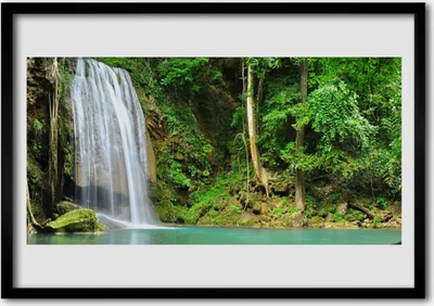 Produktbild von Bild 100x70 MDF-Rahmen Wandkunst Wald Wasserfall Natur