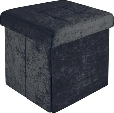 Obrázek produktu pro Skládací puf s úložným prostorem - univerzální a praktický - 1 kus - sametově černý - 30x30x30 cm