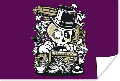 Produktbild von MuchoWow® Poster Totenkopf - Radio - Vintage 30x20 cm - Plakate - Print