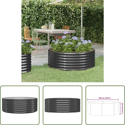 Produktbild von The Living Store Hochbeet Pulverbeschichteter Stahl 100x100x36 cm Anthrazit