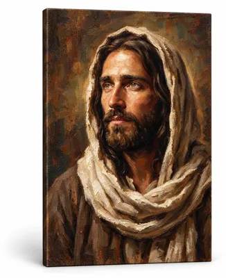 Immagine prodotto di Quadro con ritratto di Gesù Cristo su tela – con dettagli dipinti a mano - 80x120 cm
